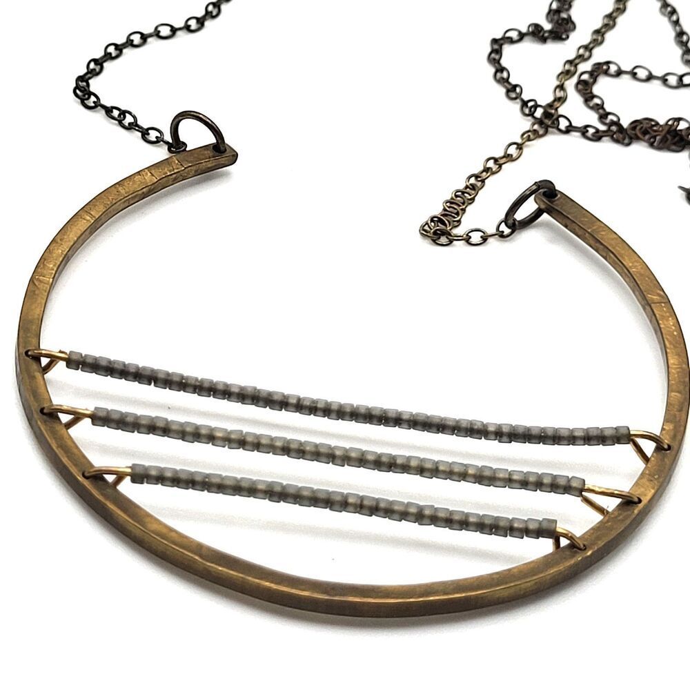 Bohemian Brass Circular Pendant 32in
